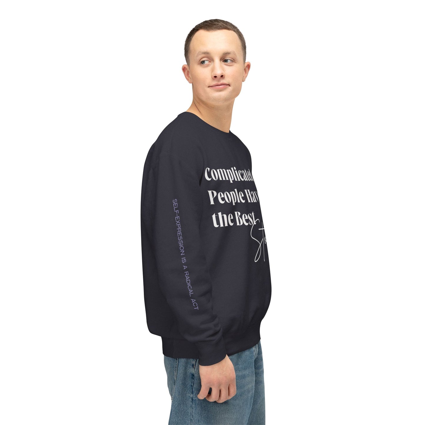 Complicated People Have the Best Stories – Unisex Lightweight Crewneck Sweatshirt