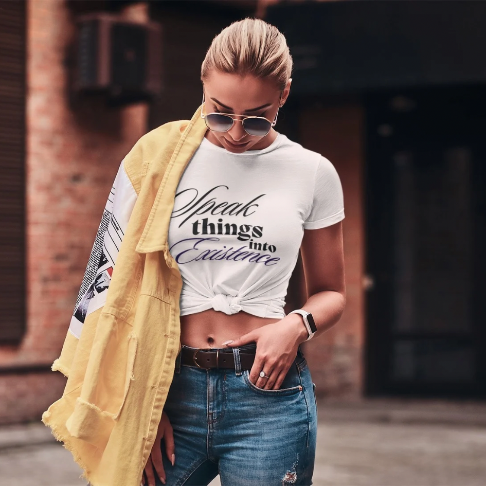 Speak Things Into Existence – Women’s Maple Tee