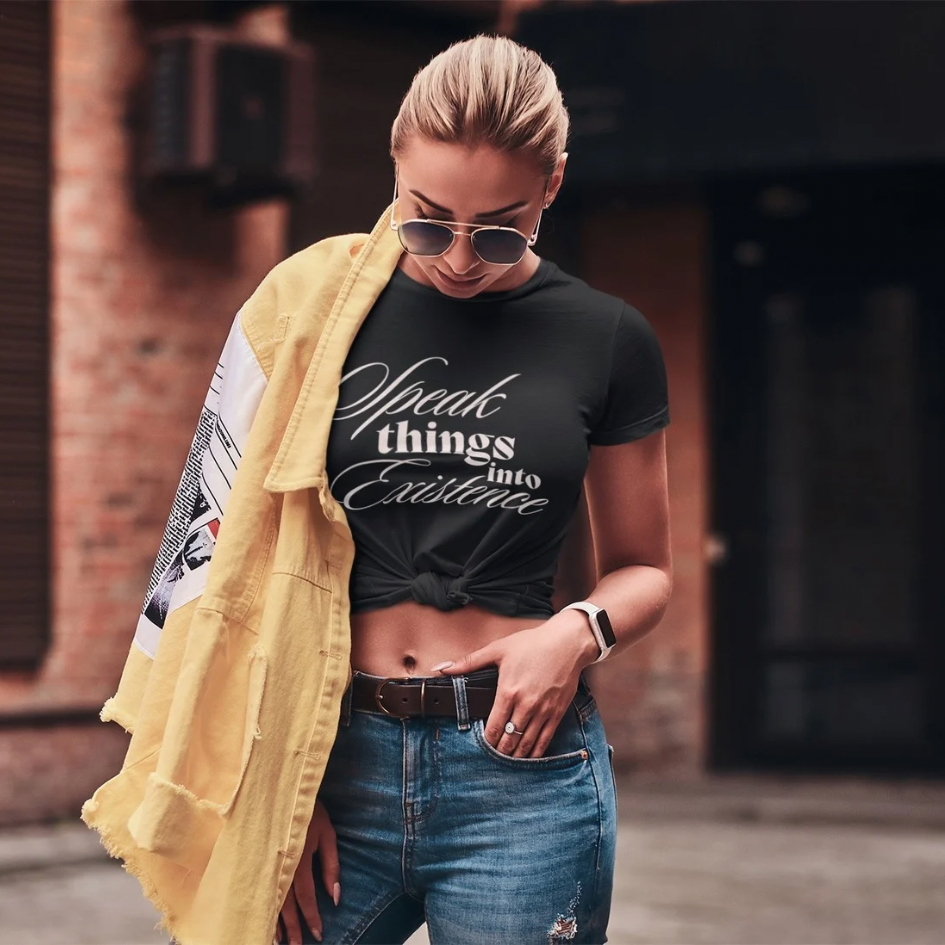 Speak Things Into Existence – Women’s Maple Tee
