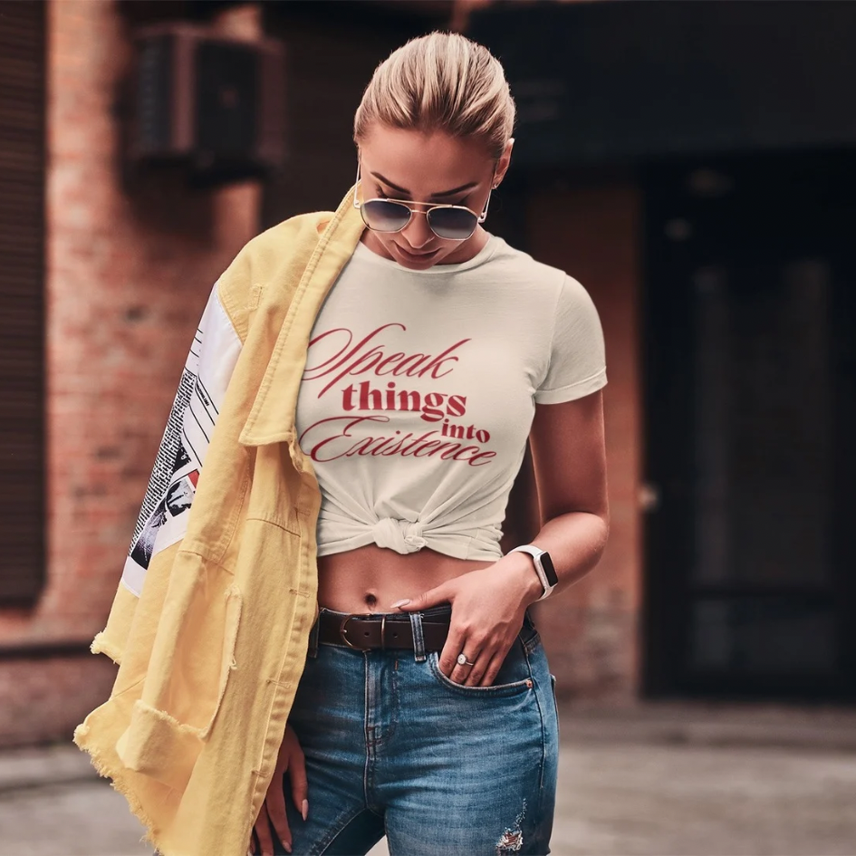 Speak Things Into Existence – Women’s Maple Tee
