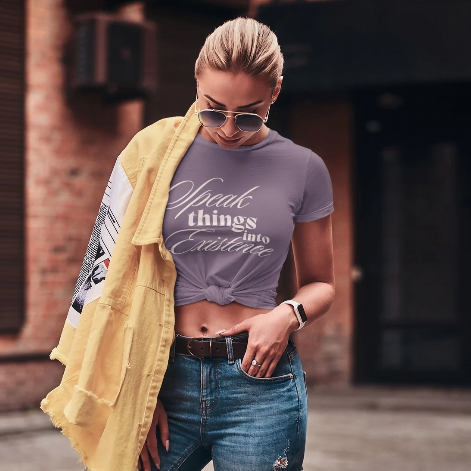 Speak Things Into Existence – Women’s Maple Tee