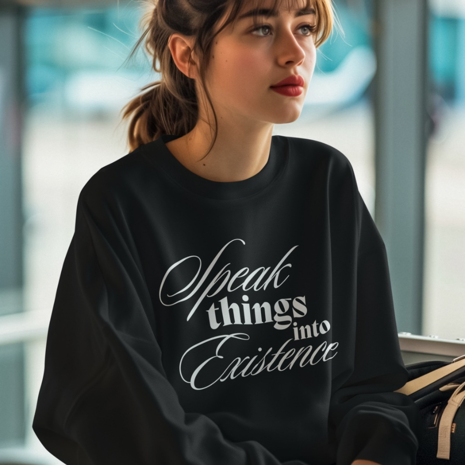 Speak Things Into Existence – Unisex Lightweight Crewneck Sweatshirt