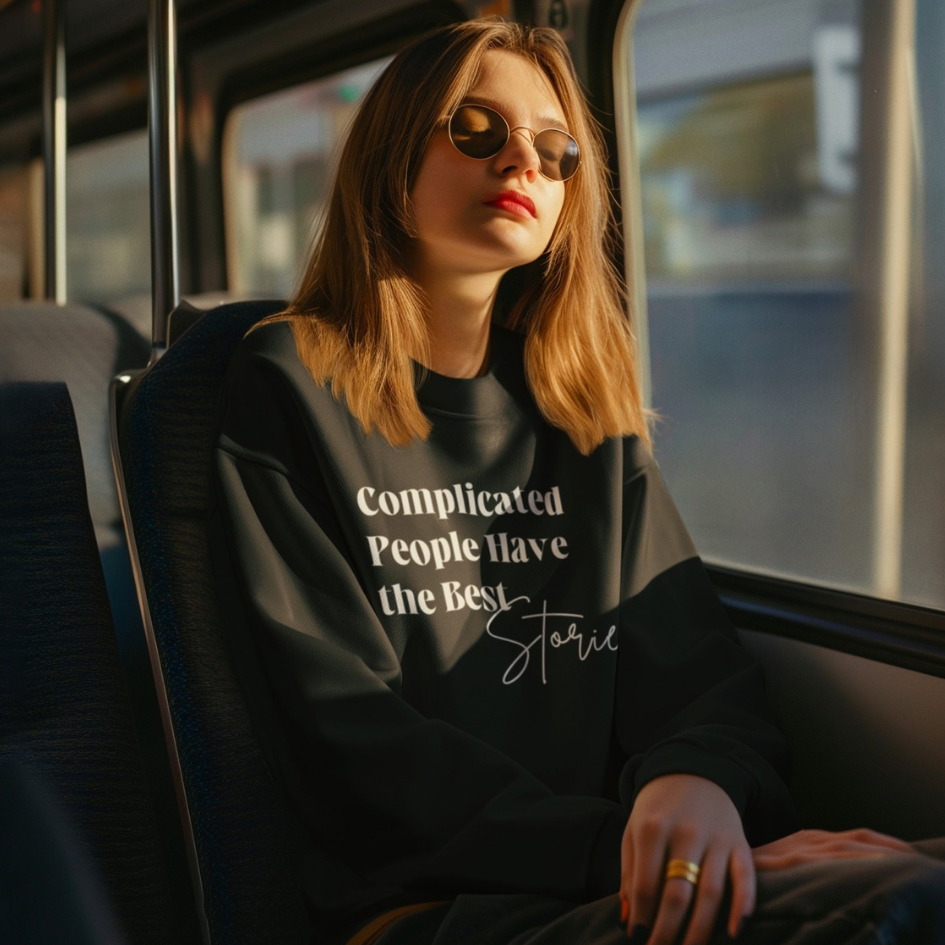 Complicated People Have the Best Stories – Unisex Lightweight Crewneck Sweatshirt
