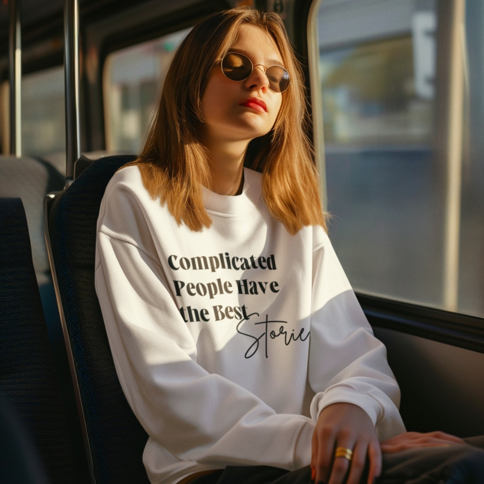 Complicated People Have the Best Stories – Unisex Lightweight Crewneck Sweatshirt