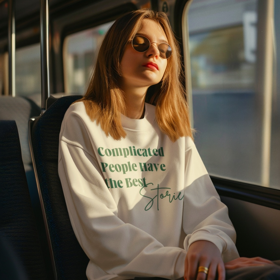 Complicated People Have the Best Stories – Unisex Lightweight Crewneck Sweatshirt